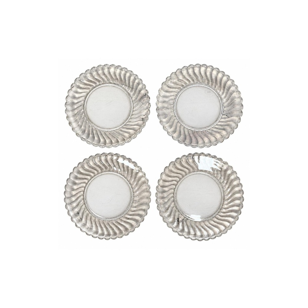 VTG Fostoria Colony Salad Plate 7 1/4" Clear Glass Swirl Pattern Set of 4